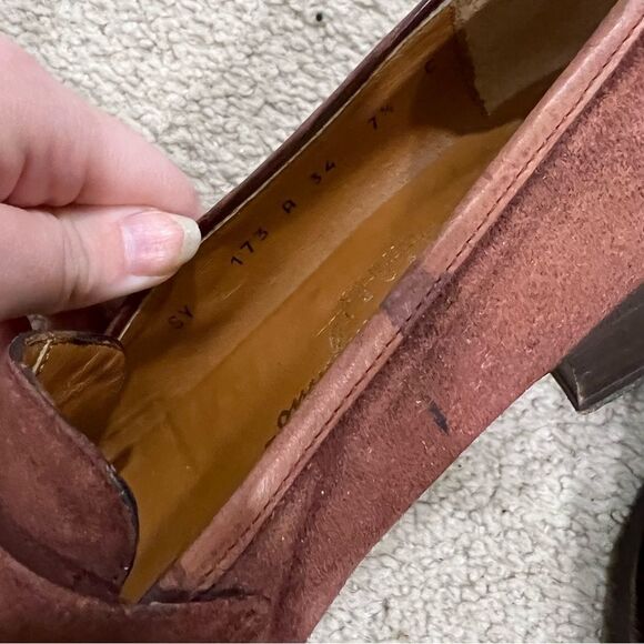 Salvatore Ferragamo Sport Brown Suede Penny Loafers - Picture 6 of 6